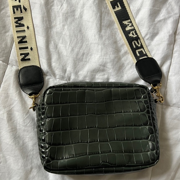CLARE V Croc-Embossed Crossbody Bag - Picture 2 of 5